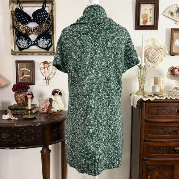 cozy girly grunge green cowl neck micro mini sweater dress / long tunic top - Picture 4 of 5